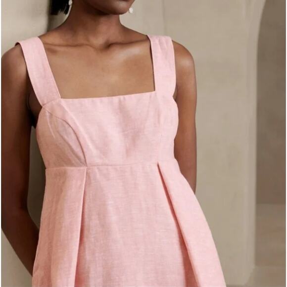 BANANA REPUBLIC Kenza Linen Mini Dress Peach Orange Pink Sz 16 $160 {LL52} - Picture 3 of 8